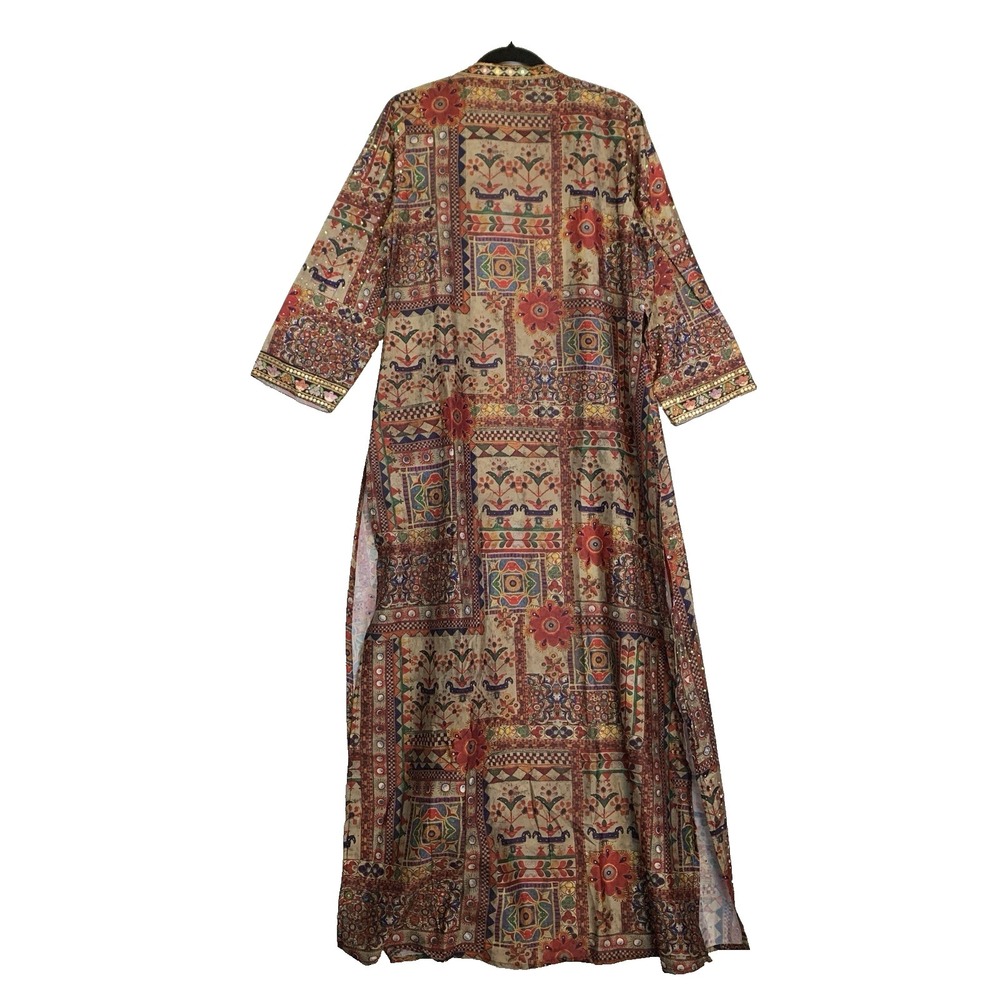 Sayuri Designer Indian Duster Jacket Mirror Work Boho Kimono Phulkari Lagenlook - Picture 3 of 12